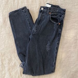 Ultra high rise straight leg denim